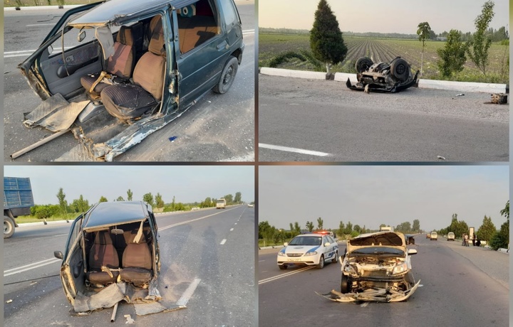 Автомобиль Tico разорвало на части после ДТП в Андижане