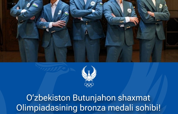 O‘zbekiston 45-Butunjahon shaxmat Olimpiadasida bronza medalini qo‘lga kiritdi