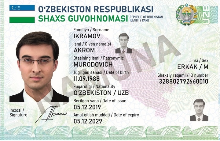 Biometrik pasport o‘rnini egallaydigan ID-kartaning «narxi» ma’lum bo‘ldi