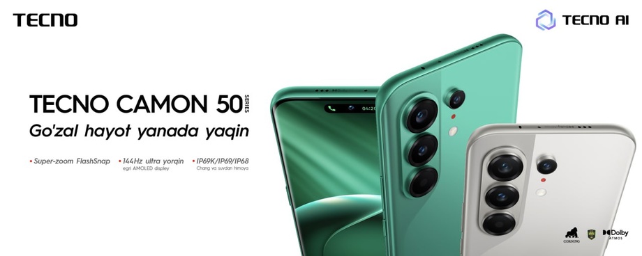 Sun’iy intellekt suratga olishning ajralmas qismi sifatida: TECNO brendi CAMON 50 seriyasini taqdim etdi