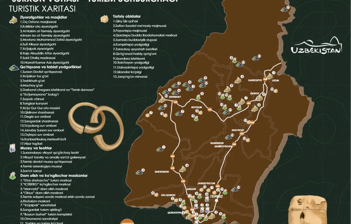 «Surxon vohasi – turizm uchburchagi» turistik xaritasi