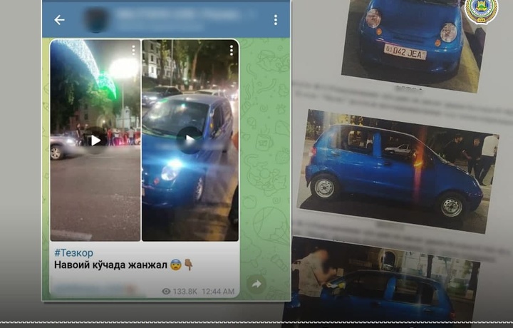 В Ташкенте мужчины разбили стекла и повредили дверь «Матиза» за то, что водитель их «не пропустил»