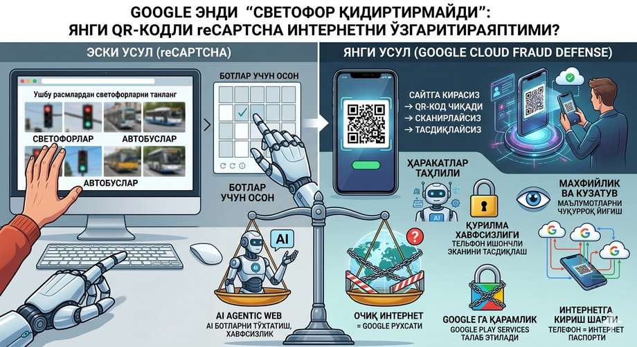Google энди светофор қидиртирмайди: янги QR-кодли reCAPTCHA ҳақида эшитдингизми?