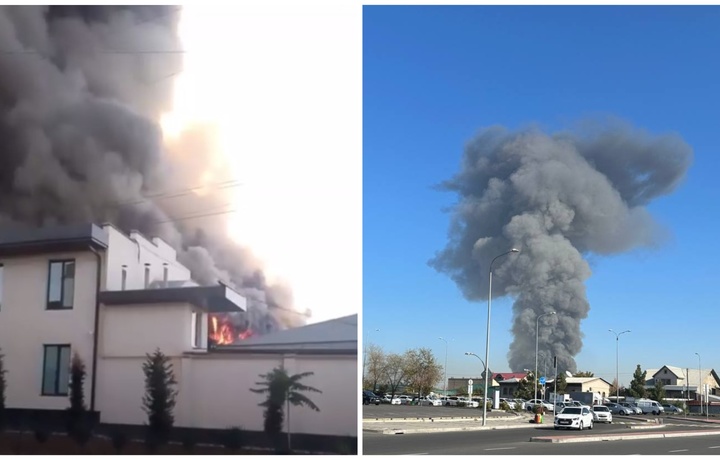 В Ташкенте произошел крупный пожар на производственном предприятии
