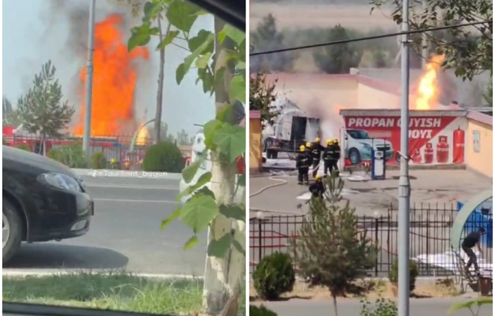 В Андижане произошёл пожар на газовой заправке