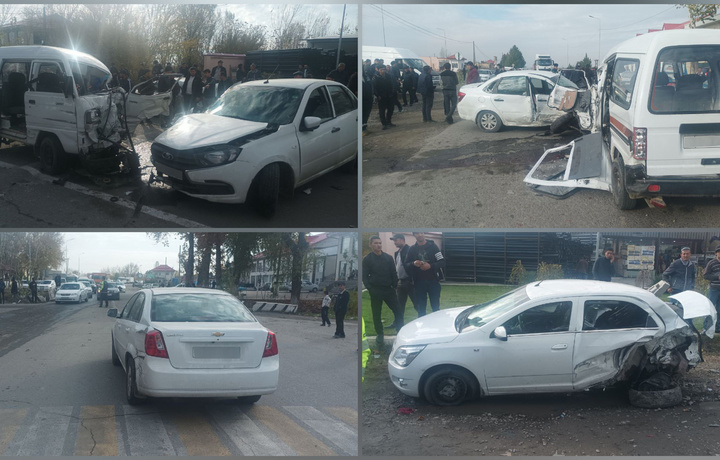 В Самарканде произошло крупное ДТП с участием 5 автомобилей: есть погибший