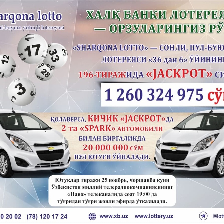 Latest & Recent Uzbekistan Sharqona Lotto Results - magayo