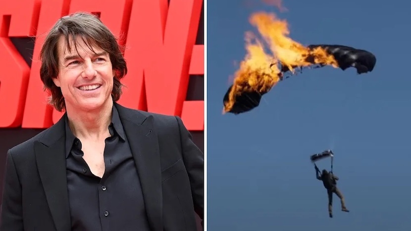 «Миссия невыполнима»: Том Круз прыгнул с горящего парашюта 16 раз и попал в Книгу рекордов Гиннесса