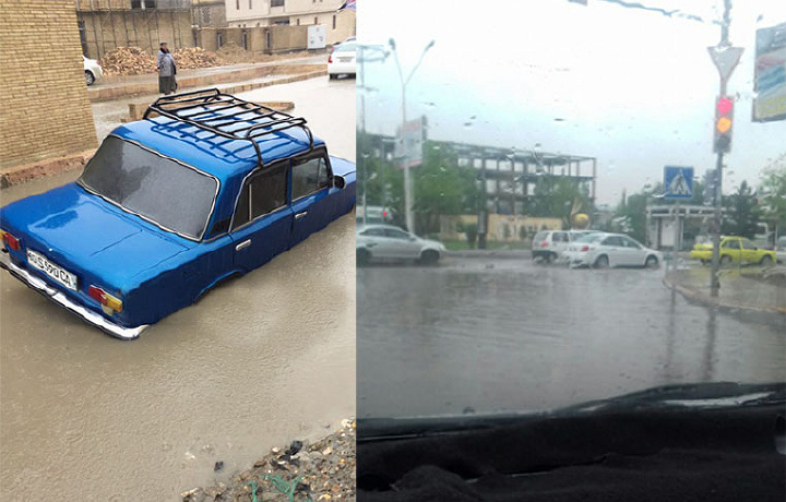 «O‘tolmasman yor-yor». Buxoroning suvga to‘lgan ko‘chalari (foto)