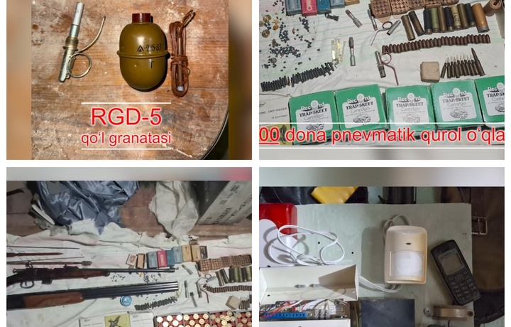 В Ташкенте гражданин во время ремонта дома обнаружил гранату, боеприпасы, оружие и взрывчатку