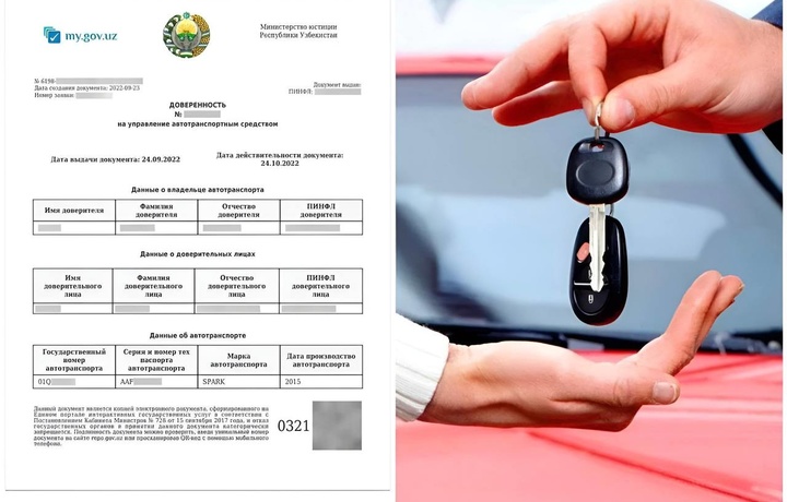 Avtomashinani chetga olib chiqish huquqi «Ishonchnoma»larda alohida ko‘rsatiladi – loyiha