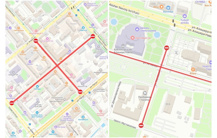 В связи с новогодними праздниками в Ташкенте временно перекроют ряд улиц