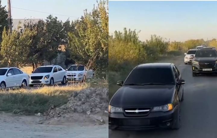 Тўйдаги томоша: Бухорода кортеж машиналари жарима майдончасига тушди