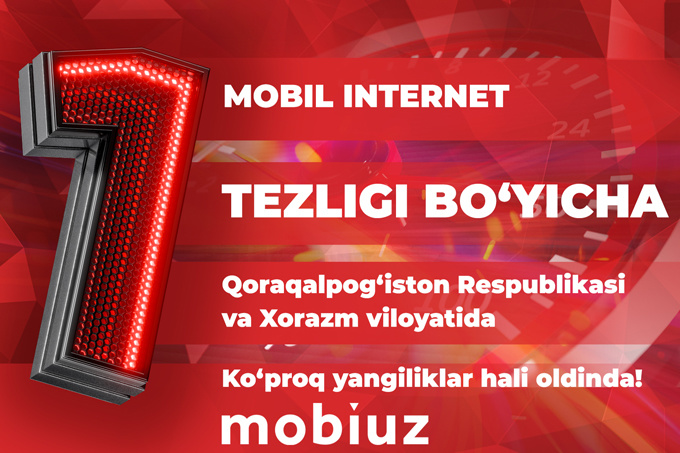 Mobiuz Qoraqalpog‘iston va Xorazmda mobil internet tezligi bo‘yicha yetakchi deb topildi