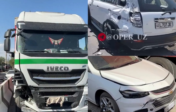 В Ташкенте грузовик протаранил 9 автомобилей
