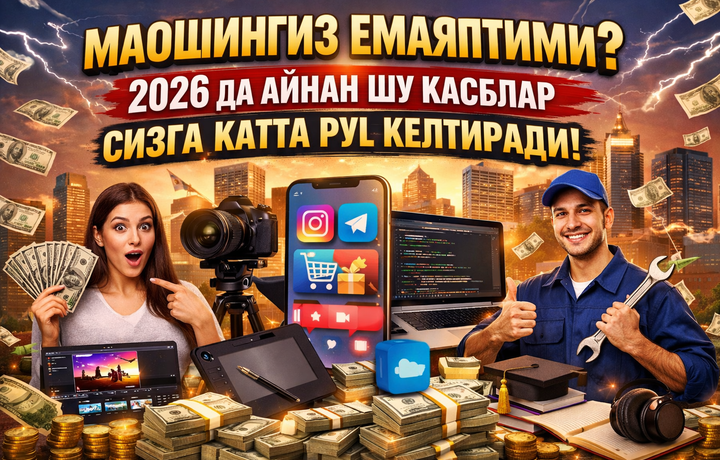 Маошингиз етмаяптими? 2026 йилда айнан шу касблар сизга катта пул келтиради!